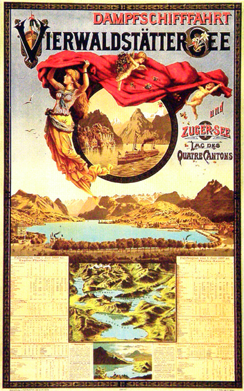 Dampfschifffahrt Vierwaldstättersee und Zugersee, Plakat, 1889
